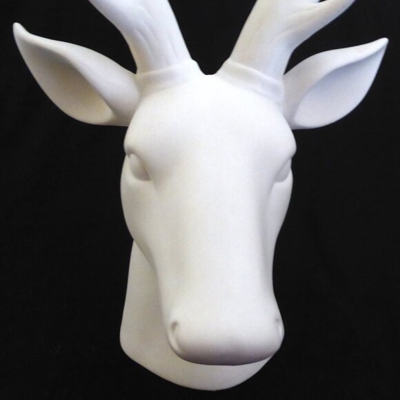 NEW 15” PORCELAIN WHITE STAG DEER ANTLERS HEAD TABLE TOP PORCELAIN STATUE - Picture 3 of 12